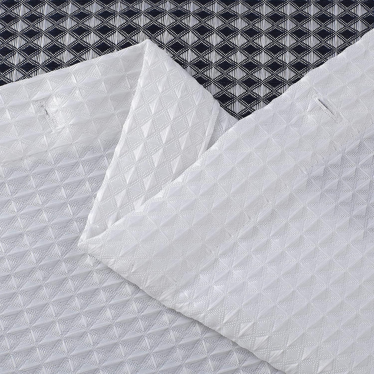 Waffle Weave Waterproof Shower Curtains, Navy 70" x 72", Bath Curtains, Shower Curtain Waterproof Fabric with 12