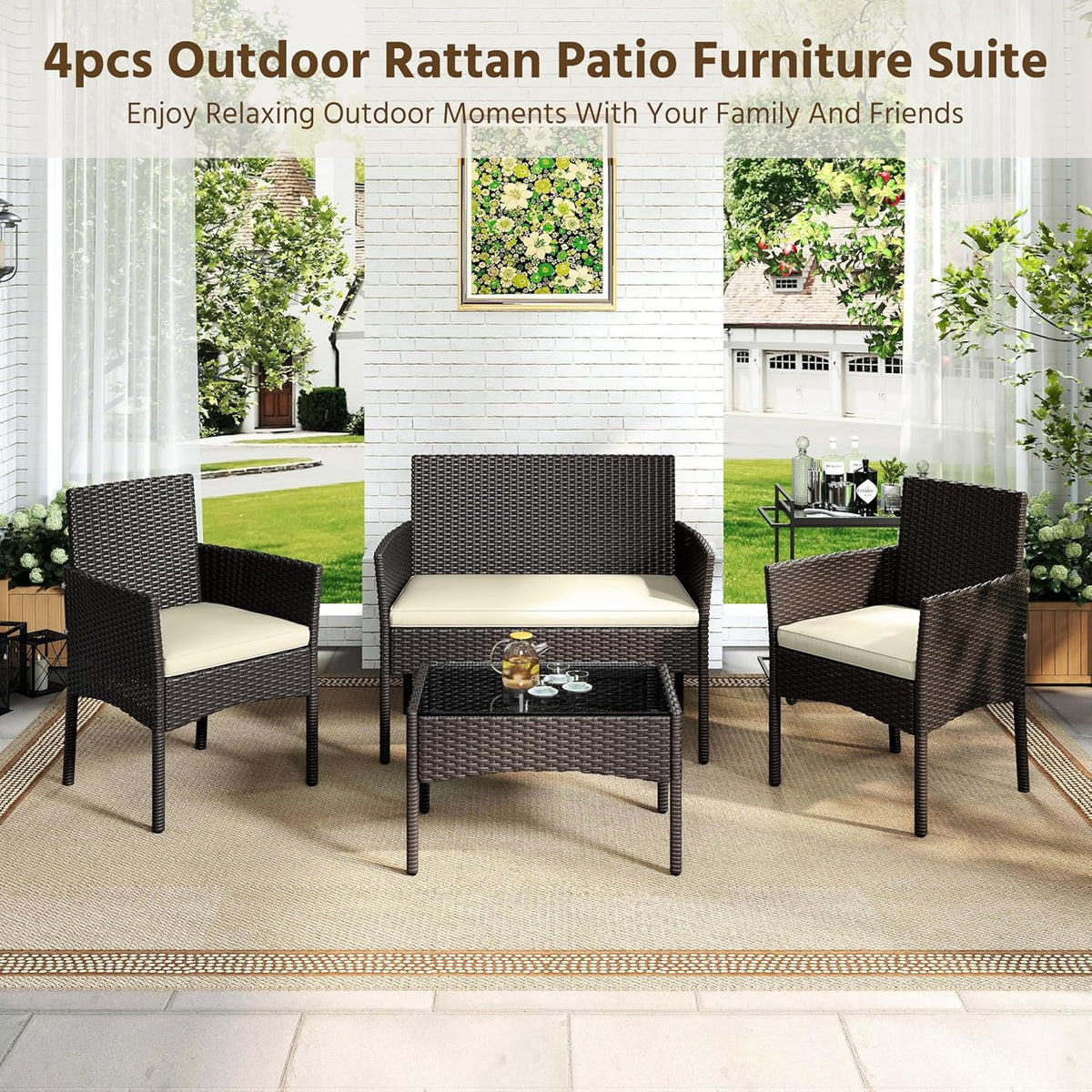 Patio Furniture Set 4 Pieces Conversation Sets