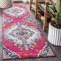 Boho Vintage Multi Runner Rug, 2x8, Bohemian Flair Medallion, Chic, Floral, High Traffic, Pet Friendly, Non-Shedding