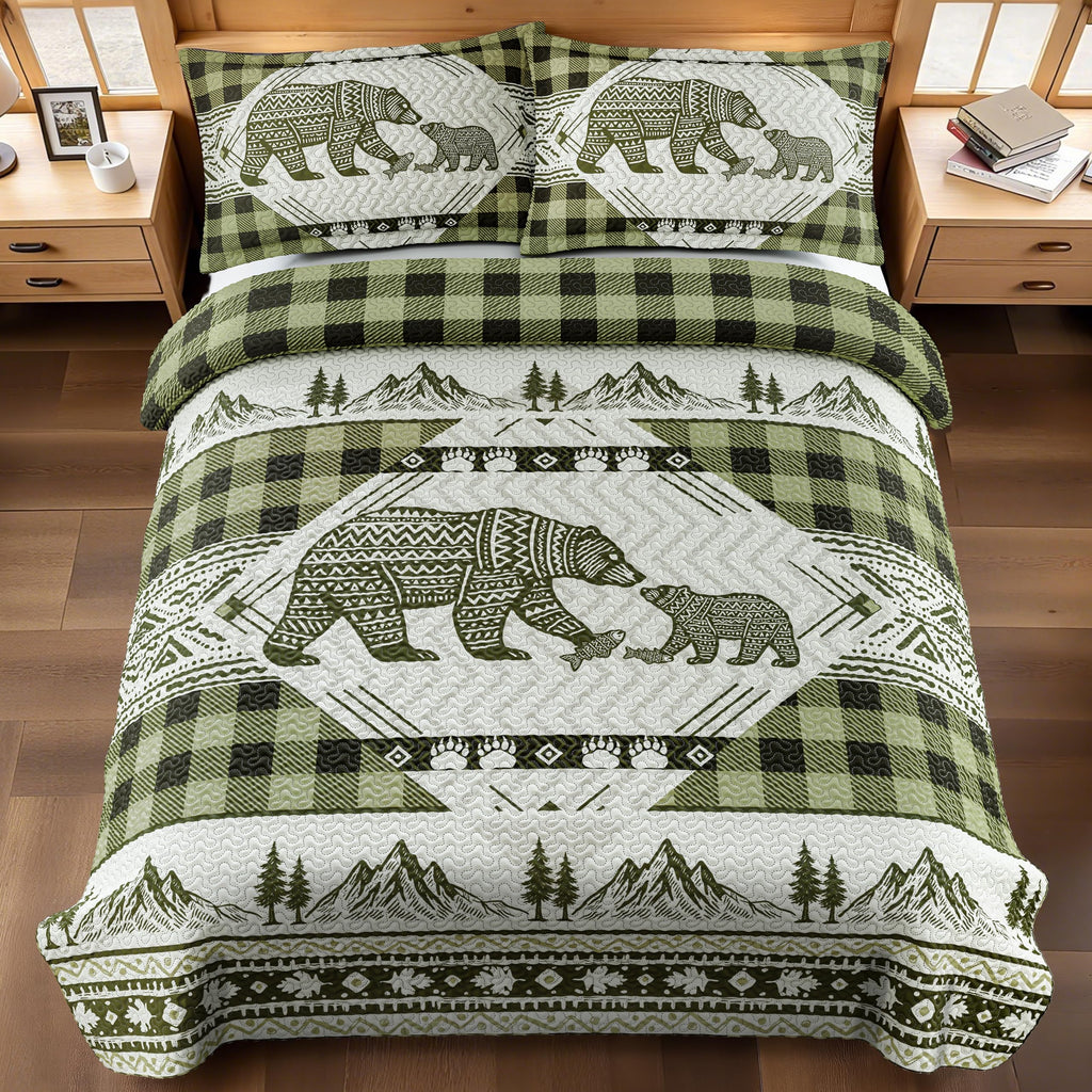 3 Piece Cabin Quilt Sets Farmhouse Rustic Reversible Microfiber Soft Lightweight Bedspread Comforter with 2