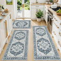 Kitchen Mats for Floor 3 Piece Set: Non-Slip Washable Boho Area Rugs and Runner for Sink, Entryway, Bathroom Soft Low