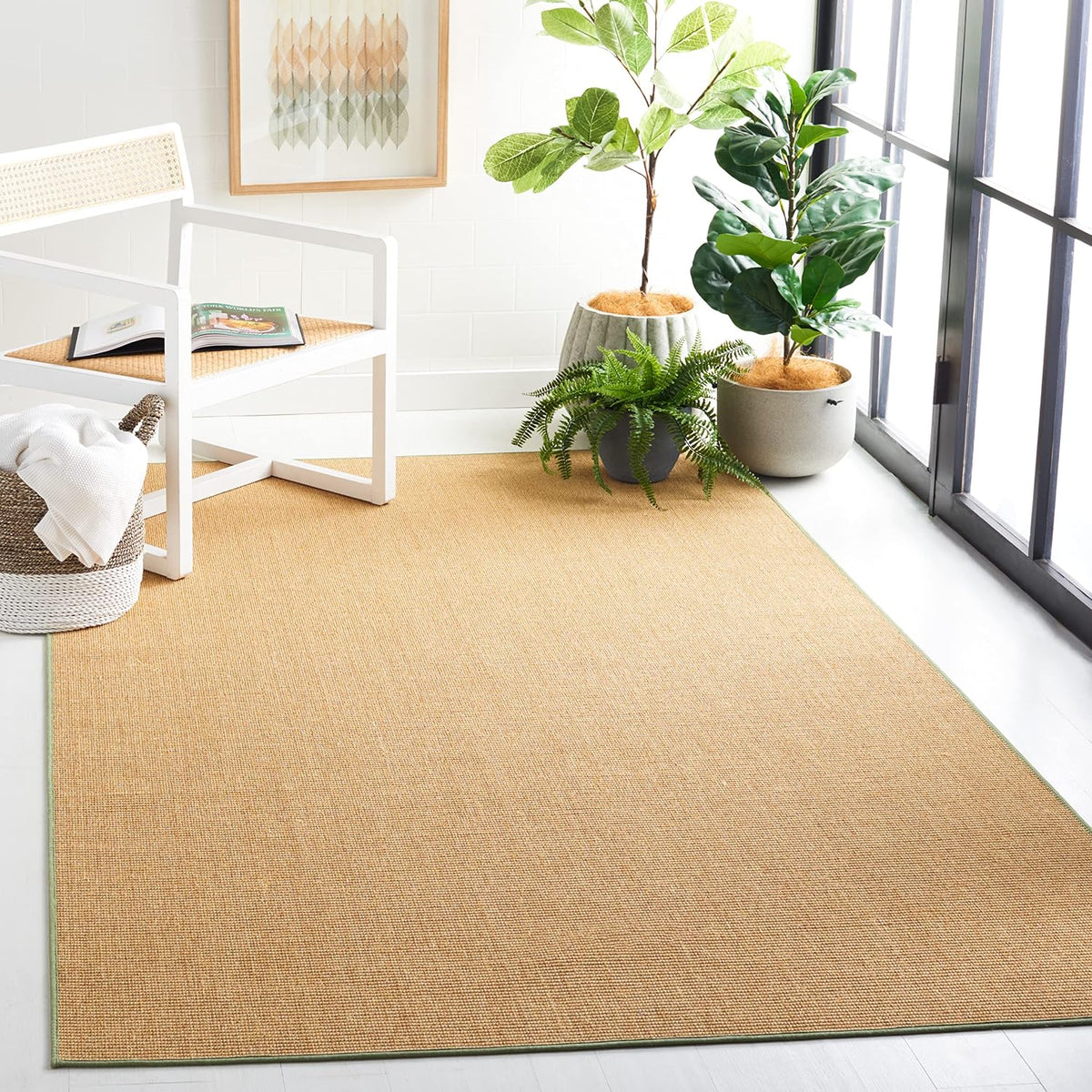X Area Rug Collection, Natural & Green, Sisal & Jute, Farmhouse Style, Ideal, Dining Space (MSR9501E)