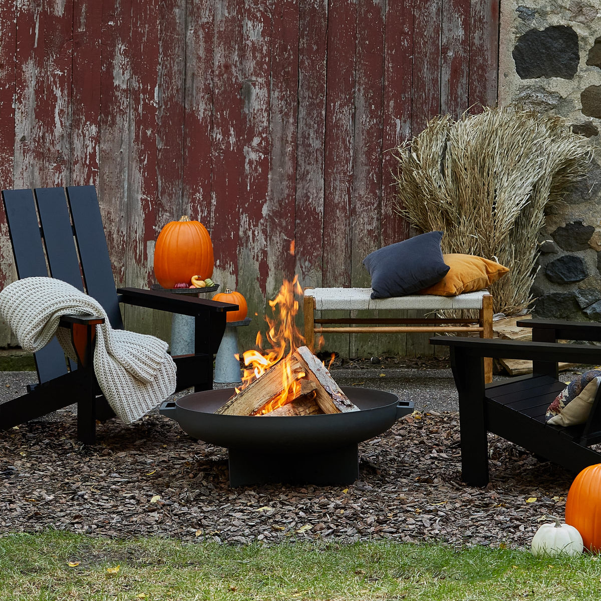 Anson 36" Round Patio Wood Burning Outdoor Fire Pit, Heavy-Gauge Steel Fire Pit for Backyard, Porch, Deck, Camping.