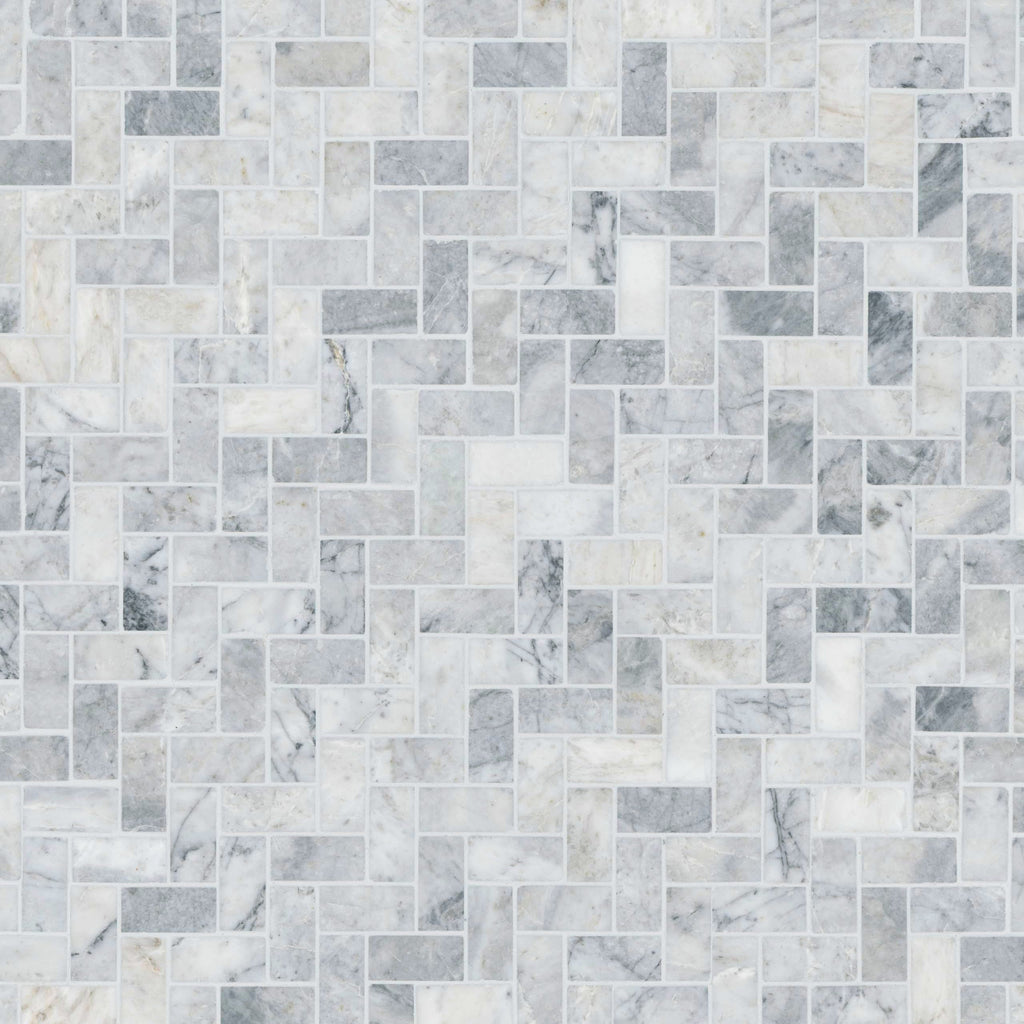 Mesh Mounted Marble Floor & Wall Tile| Capri Blue | 1" x 2"