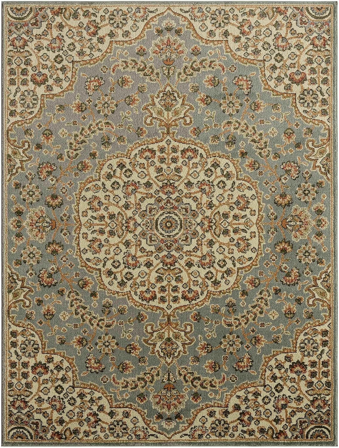 Dynamix Royalty Medallion Traditional Area Rug, Blue/Ivory