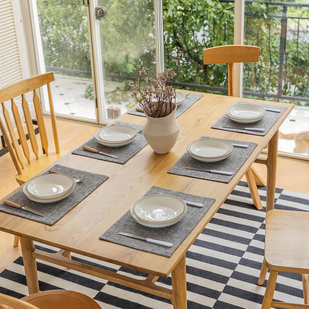 Cloth Placemats Set of 6 Table Mats Gray Linen Place Mats for Buffet Kitchen and Dining Room, Ash Grey