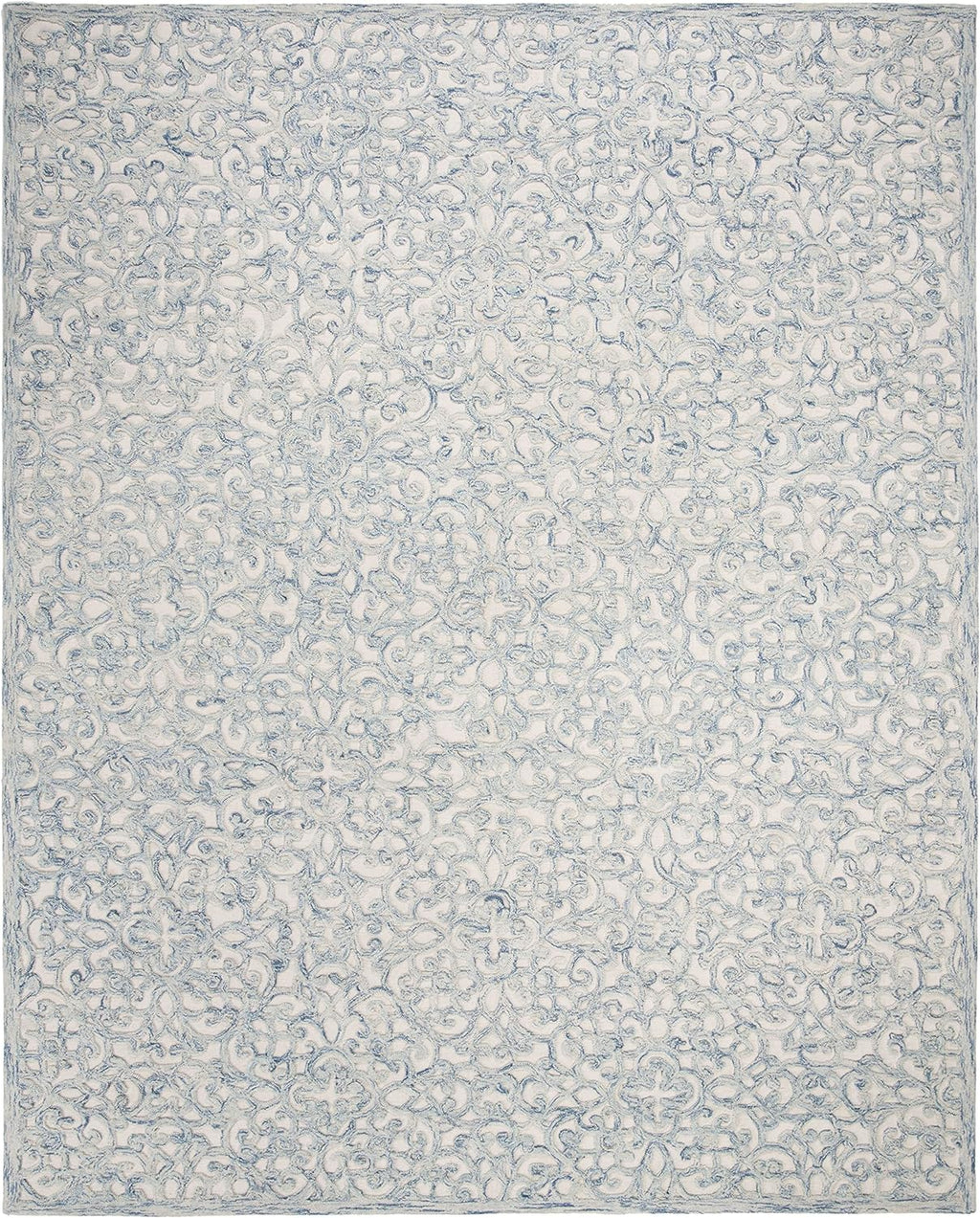 Trace Area Rug - 10' x 14', Blue & Ivory, Handmade Wool