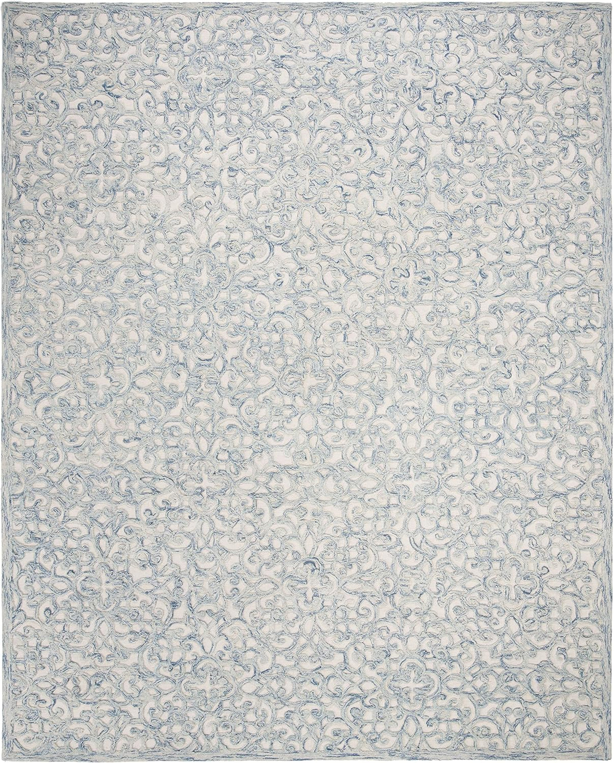 Trace Area Rug - 10' x 14', Blue & Ivory, Handmade Wool