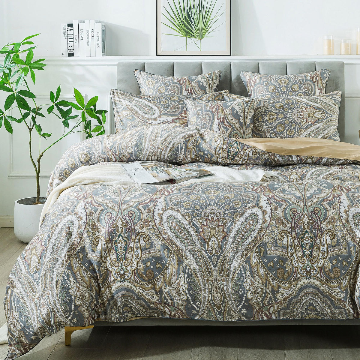 Paisley Duvet Cover Set Classic Boho Paisley Bedding Bohemian Paisley Quilt Cover 800 Thread Count 100% Egyptian