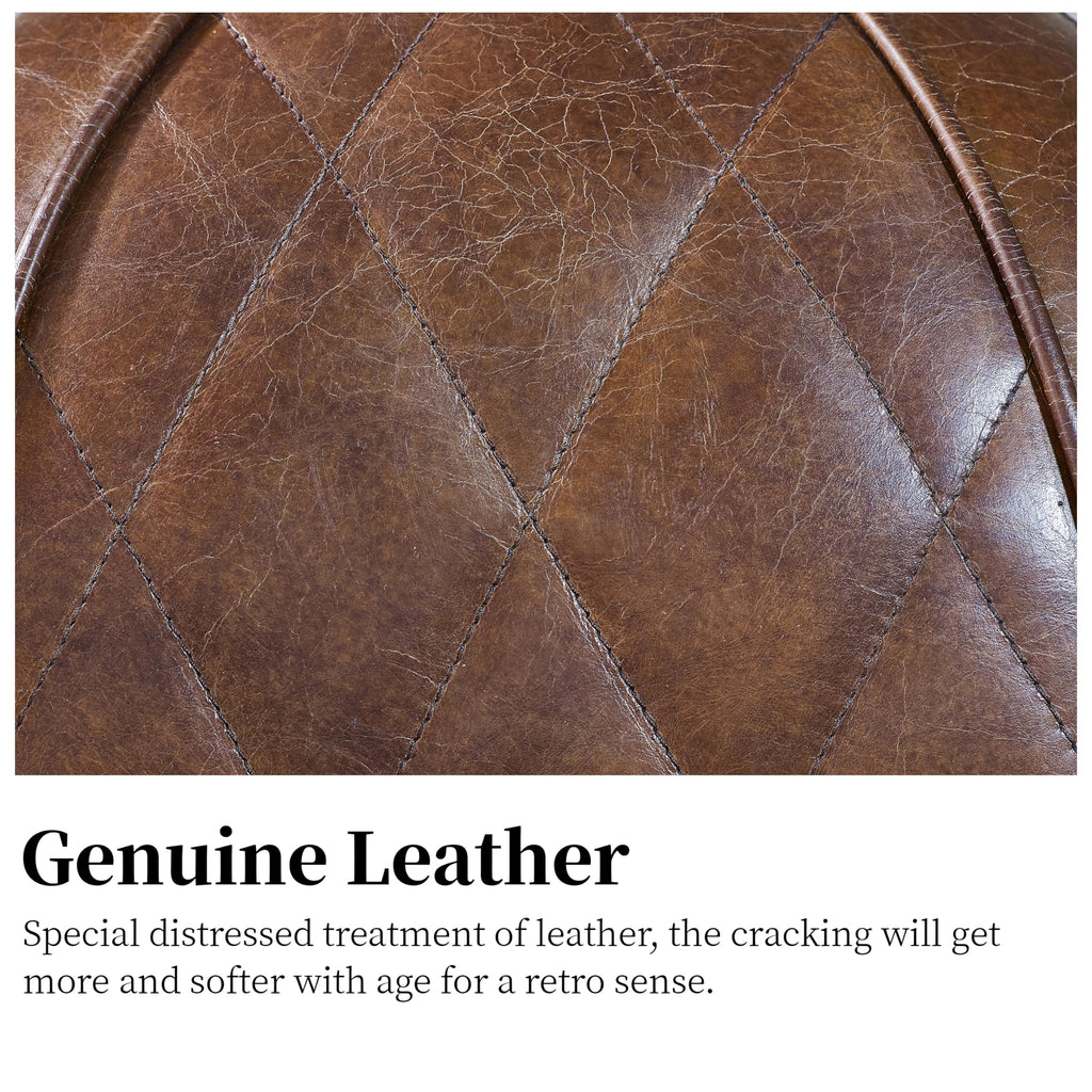 Mid Century Industrial Genuine Leather Accent Club Chair Cognac