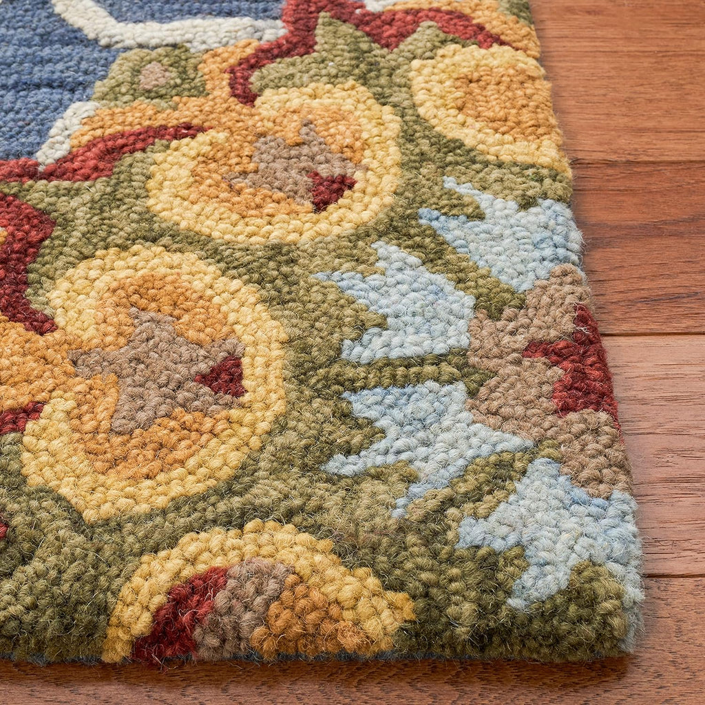 Area Rug - Blossom - Large - Navy & Multi, Handmade Wool
