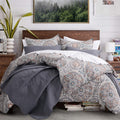 Boho Floral Medallions Duvet Cover 3pc Set Bohemian Paisley Bedding Boteh Damask Circles Egyptian Cotton Sateen
