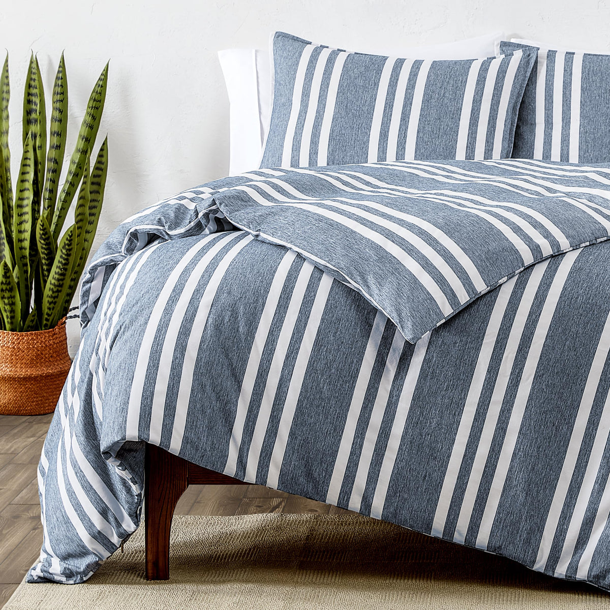 Duvet Cover Set (Stripe - Heathered Midnight Blue)
