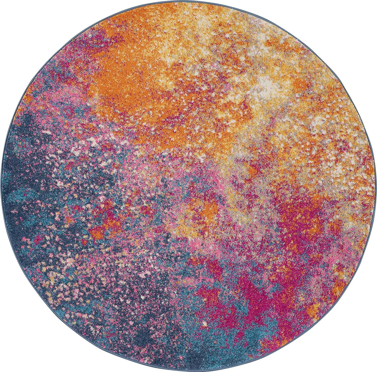 Home Passion Sunburst 8' x Round Area-Rug, Modern, Abstract, Easy-Cleaning, Non Shedding, Bed Room, Living Room