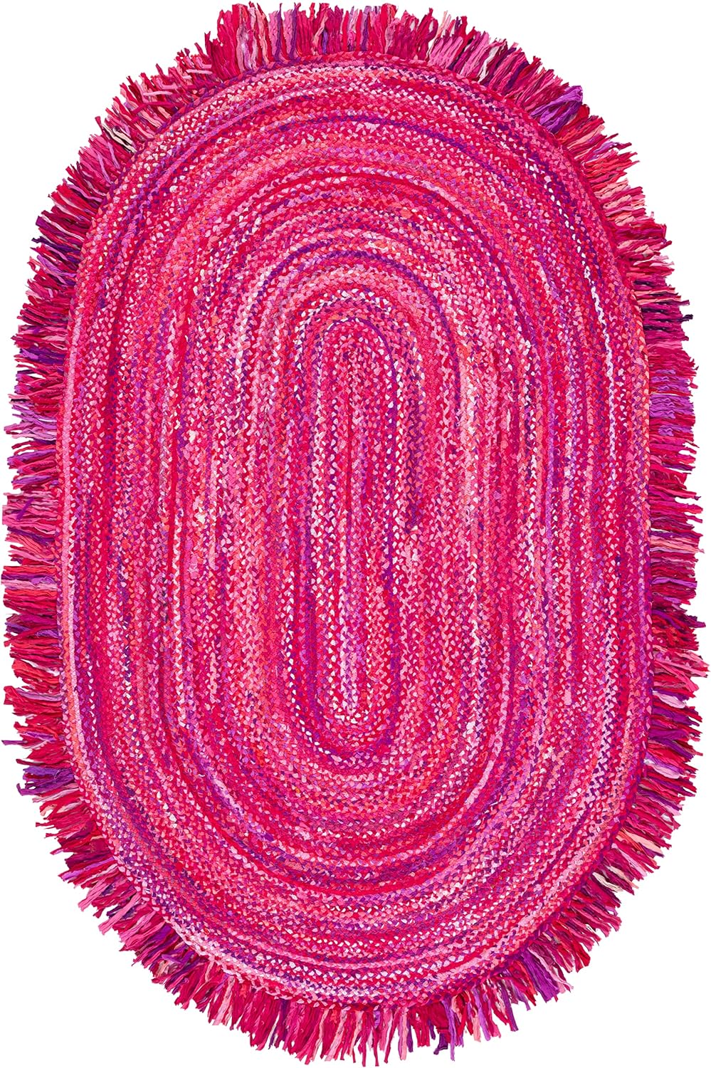 Braided Oval Rug 5x8, Pink & Fuchsia BRD451U