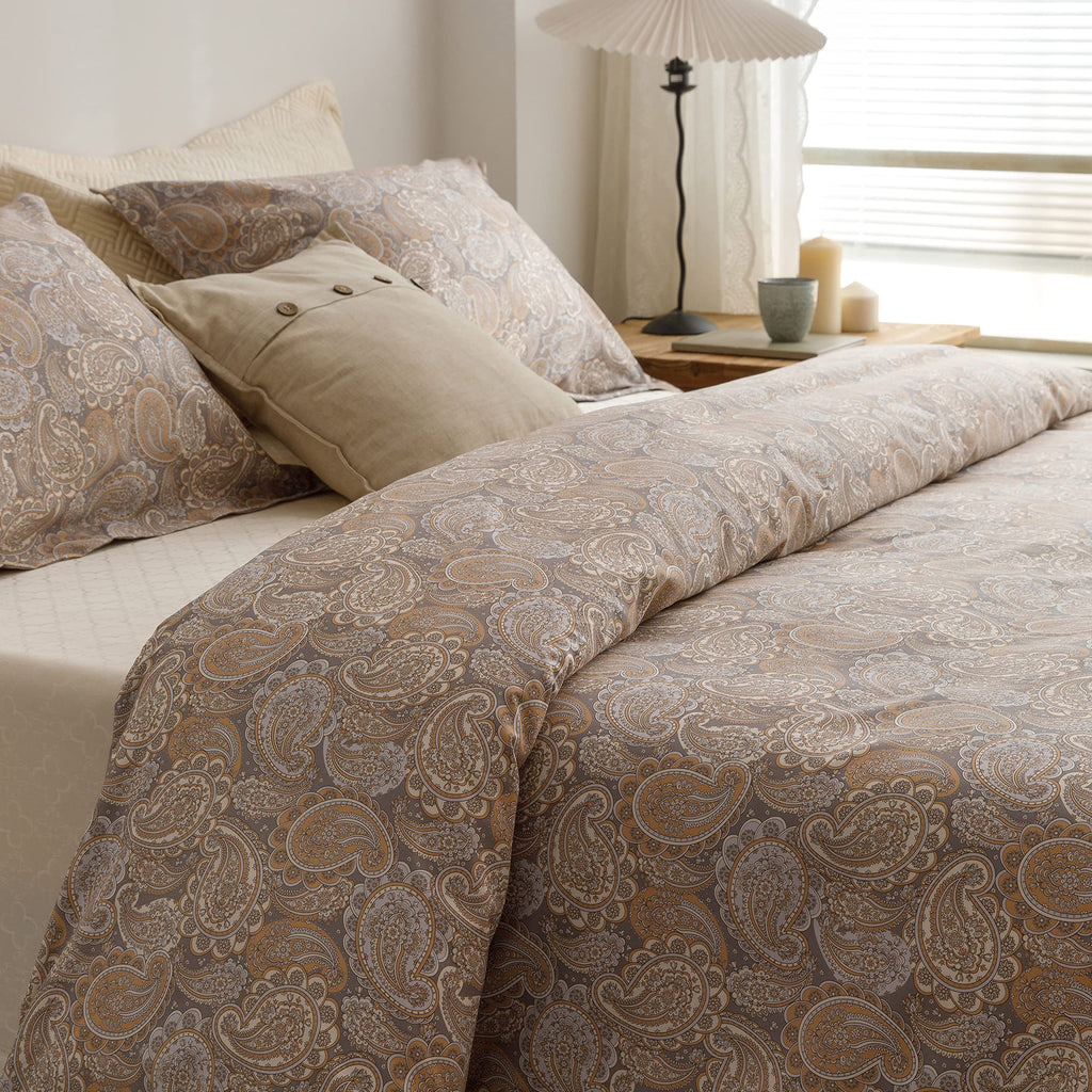 Egyptian Cotton Duvet Cover Set - Luxurious California King Size with Silky Soft Sateen Weave, Boho Style, Zipper