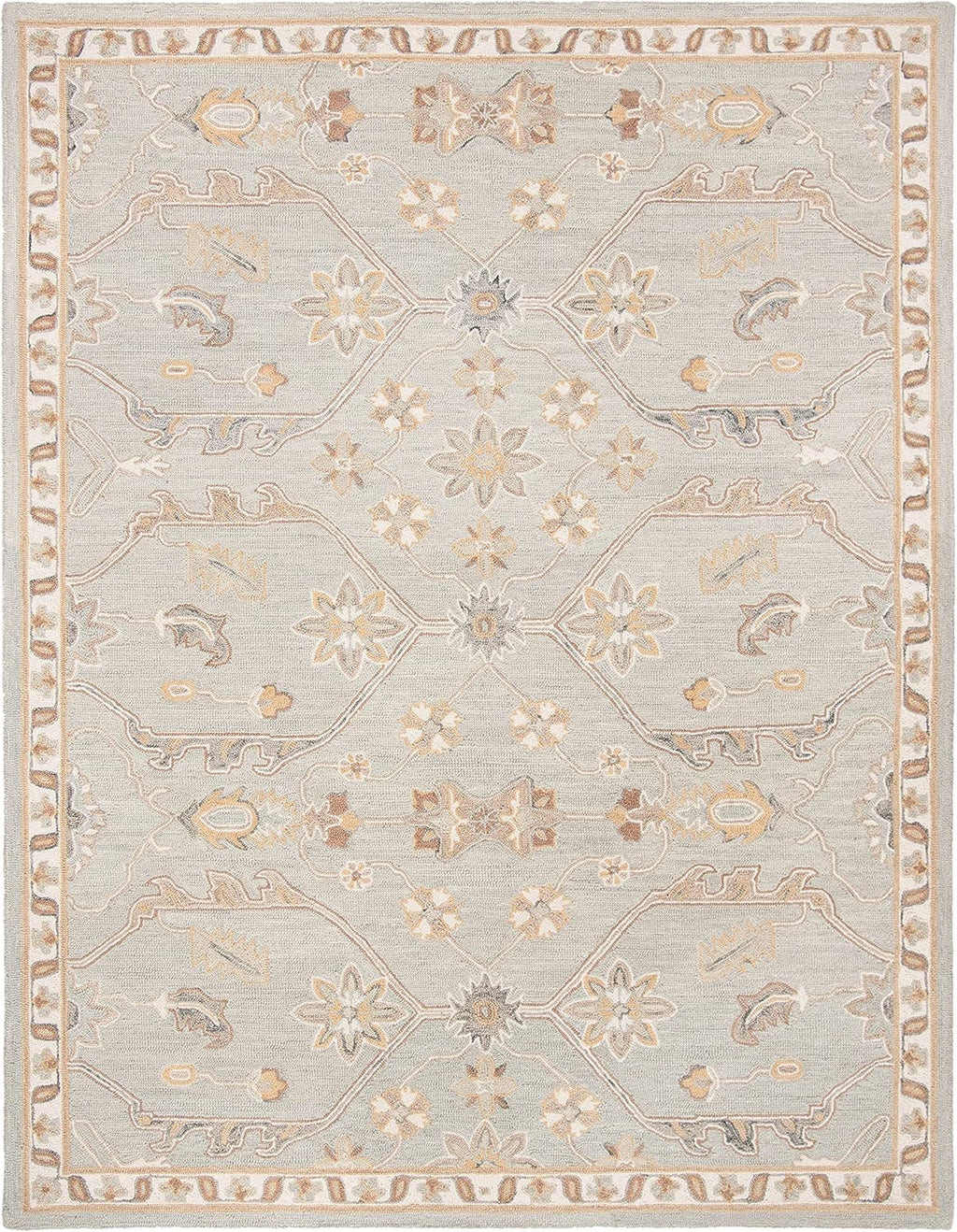 Blossom Collection Slate / Beige BLM701M Handmade Premium Wool Area Rug