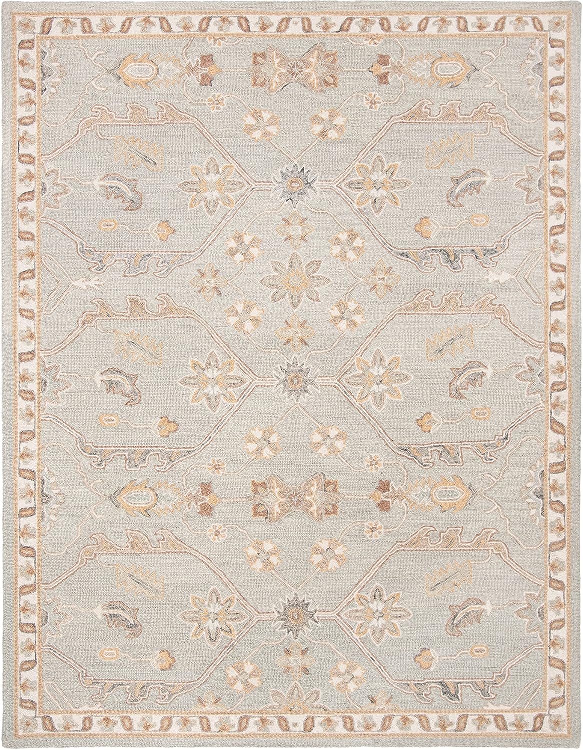 Blossom Collection Slate / Beige BLM701M Handmade Premium Wool Area Rug
