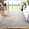 Area Rug - Natural Fiber Collection - Large - Grey & Natural, Handmade Woven Jute, Fringe Detail, Ideal, Dining