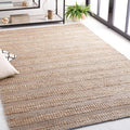 Area Rug - Natural Fiber Collection - Large - Light Blue & Natural, Handmade Jute & Cotton, Boho Farmhouse