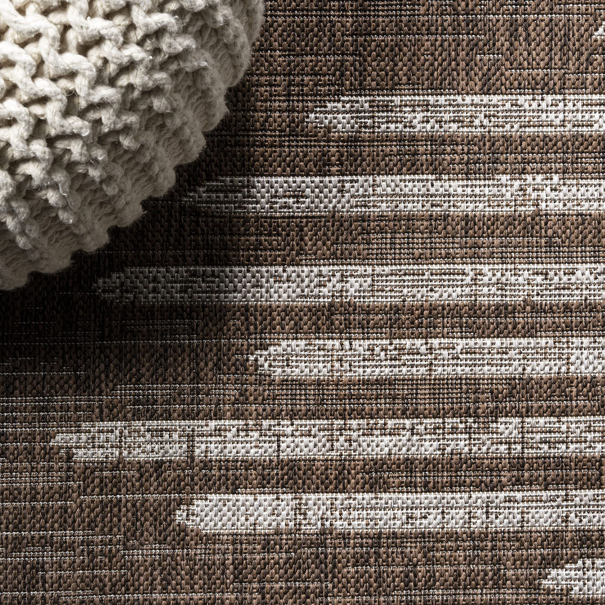 Stripe Geometric Indoor Outdoor Runner Rug Brown/Beige, Zolak Berber for Backyard, Patio, Porch, Easy-Cleaning