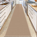 12ft Natural Jute Hallway Runner Rug Non Slip Washable, Rubber Backed Long Khaki Indoor Entryway Runner, Absorbent