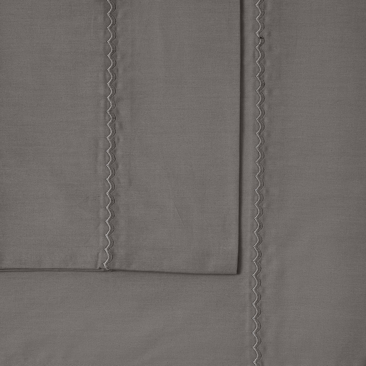 Solid Percale Grey 5 Piece Sheet Set, Solid Color Themed, Embroidered Hem, Oeko-TEX Certified Confidence