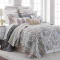 Tamsin Grey Quilt Set - King Quilt + Two King Pillow Shams - Modern Paisley - Grey Taupe Off-White - Quilt Size