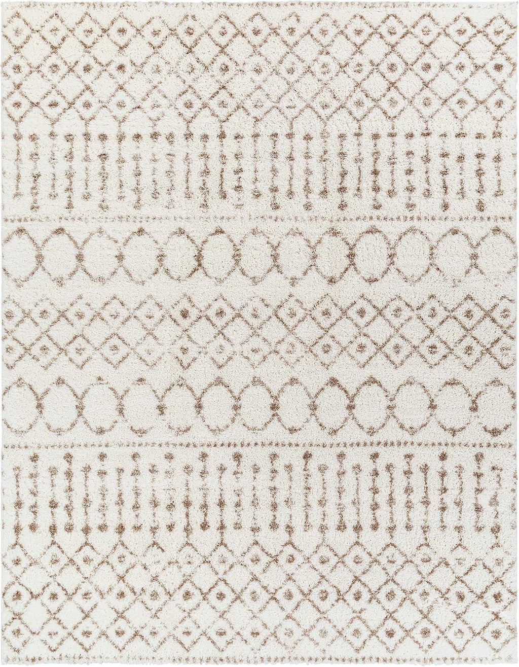 Hampton Living Room, Bedroom Area Rug - Geometric Trellis Diamond Circles Lattice - Bohemian Transitional Moroccan