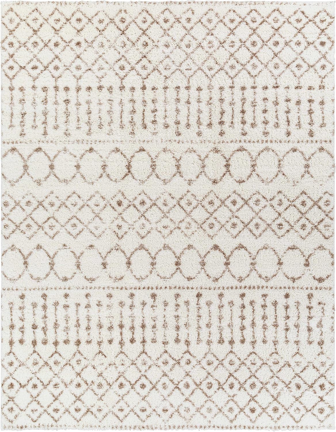Hampton Living Room, Bedroom Area Rug - Geometric Trellis Diamond Circles Lattice - Bohemian Transitional Moroccan