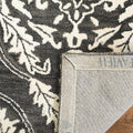 Blossom Collection Area Rug - 6' Square, Charcoal & Ivory, Handmade Wool, Ideal for High Traffic Areas (BLM602H)