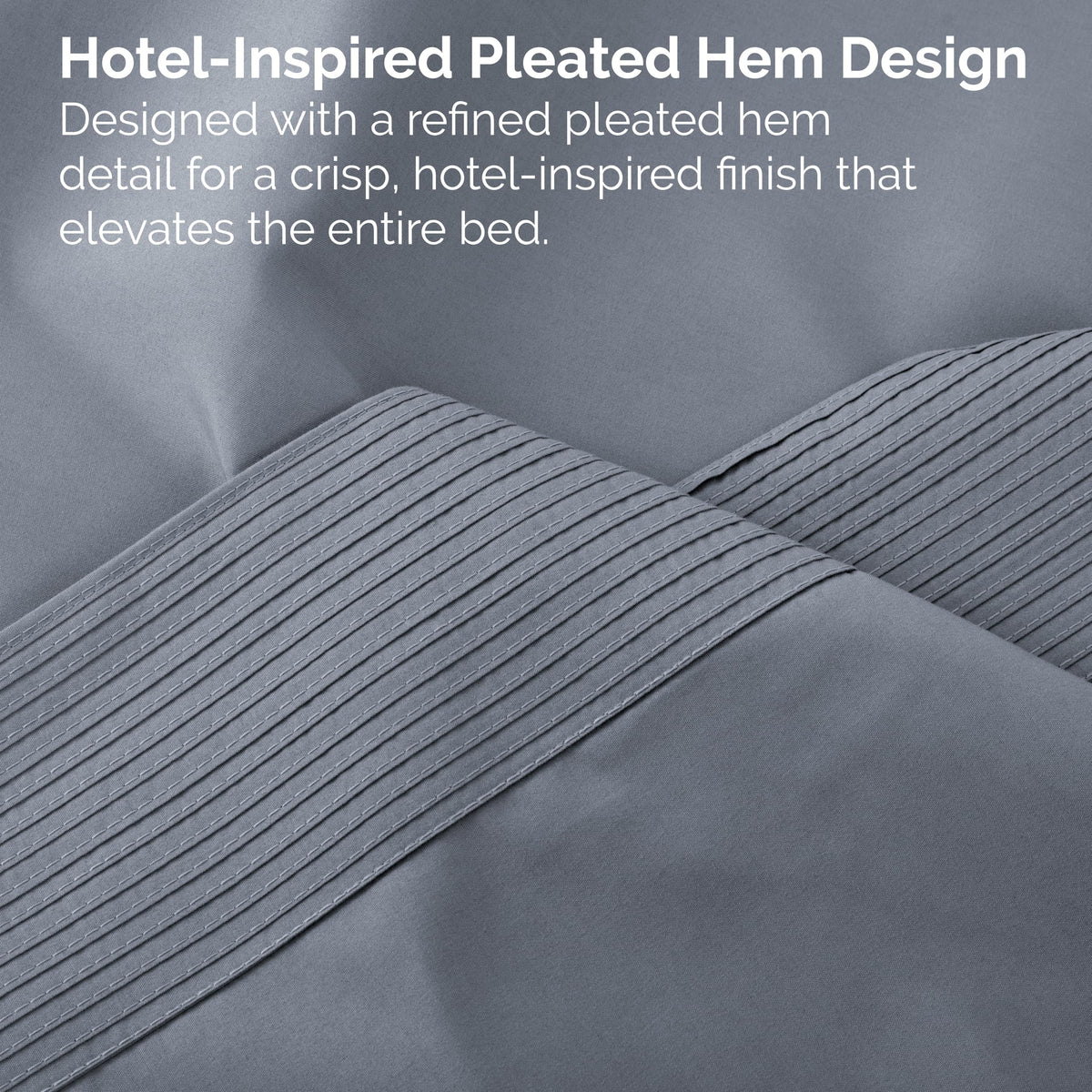 Embroidered Hem Deep Pocket Sheet Set Soft 2 Pillow Cases Slate Blue