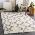 BON2301 Beni Ourain Bohemian, Transitional Area Rug - Ivory, Charcoal