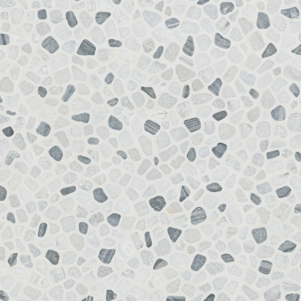 Marble Wall Tile | Black and White Pebbles Pattern Tumbled | 12" x 12"
