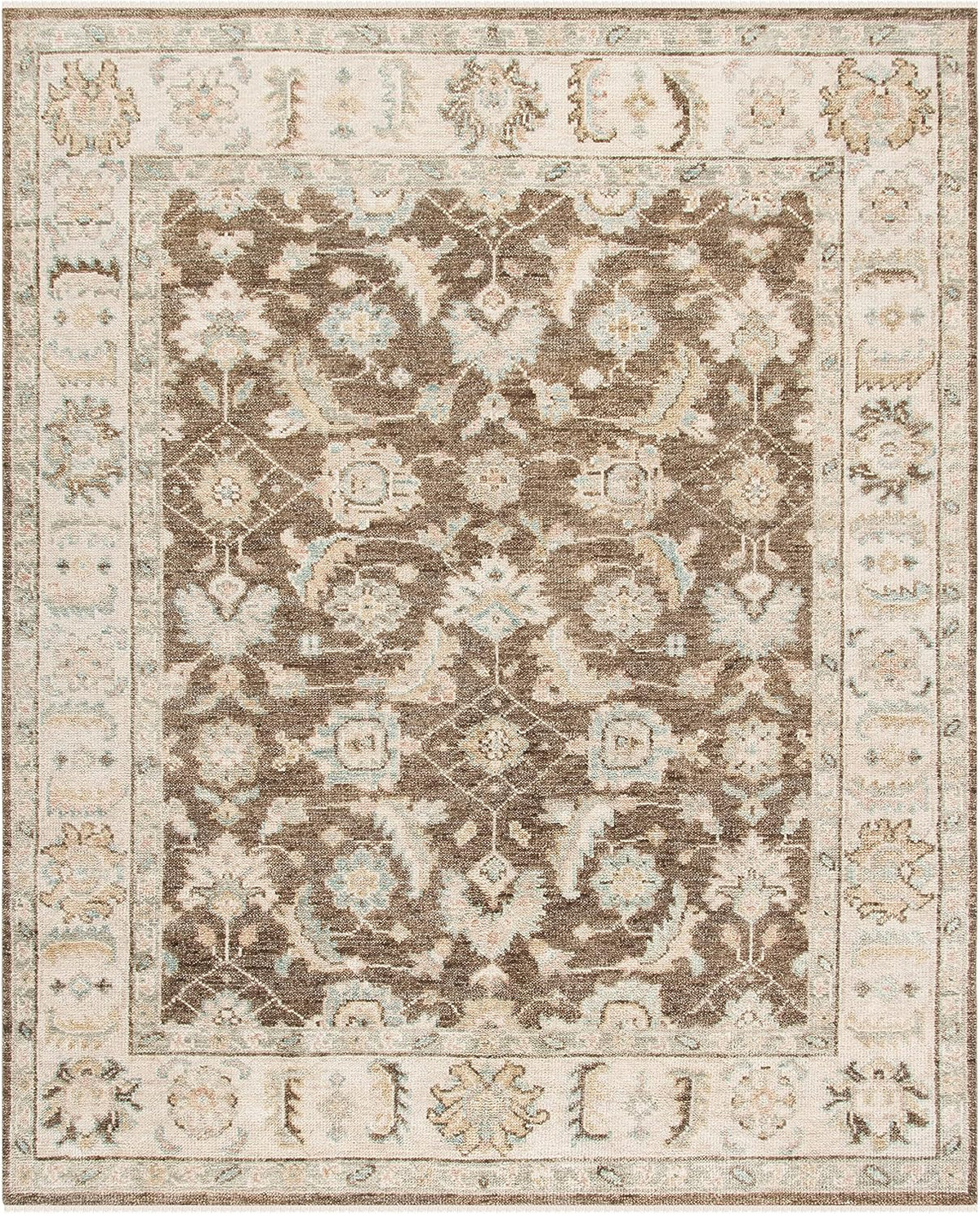 Samarkand Area Rug, Beige & Brown, Hand-Knotted Traditional Oriental Wool