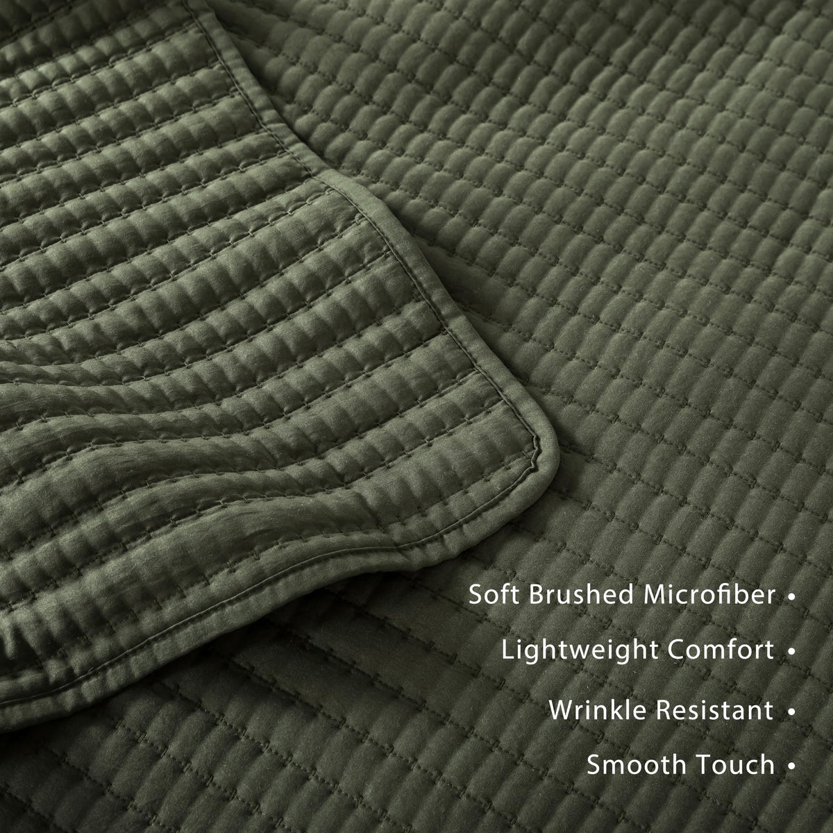 Quilt Set Channel Pick Stitch Striped Green Coverlet