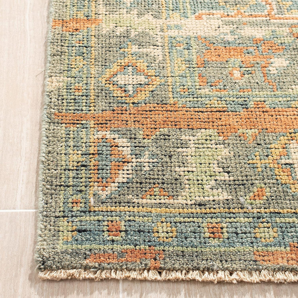 Izmir Collection Area Rug, Rust & Taupe, Hand-Knotted Traditional New Zealand Wool, Ideal for High