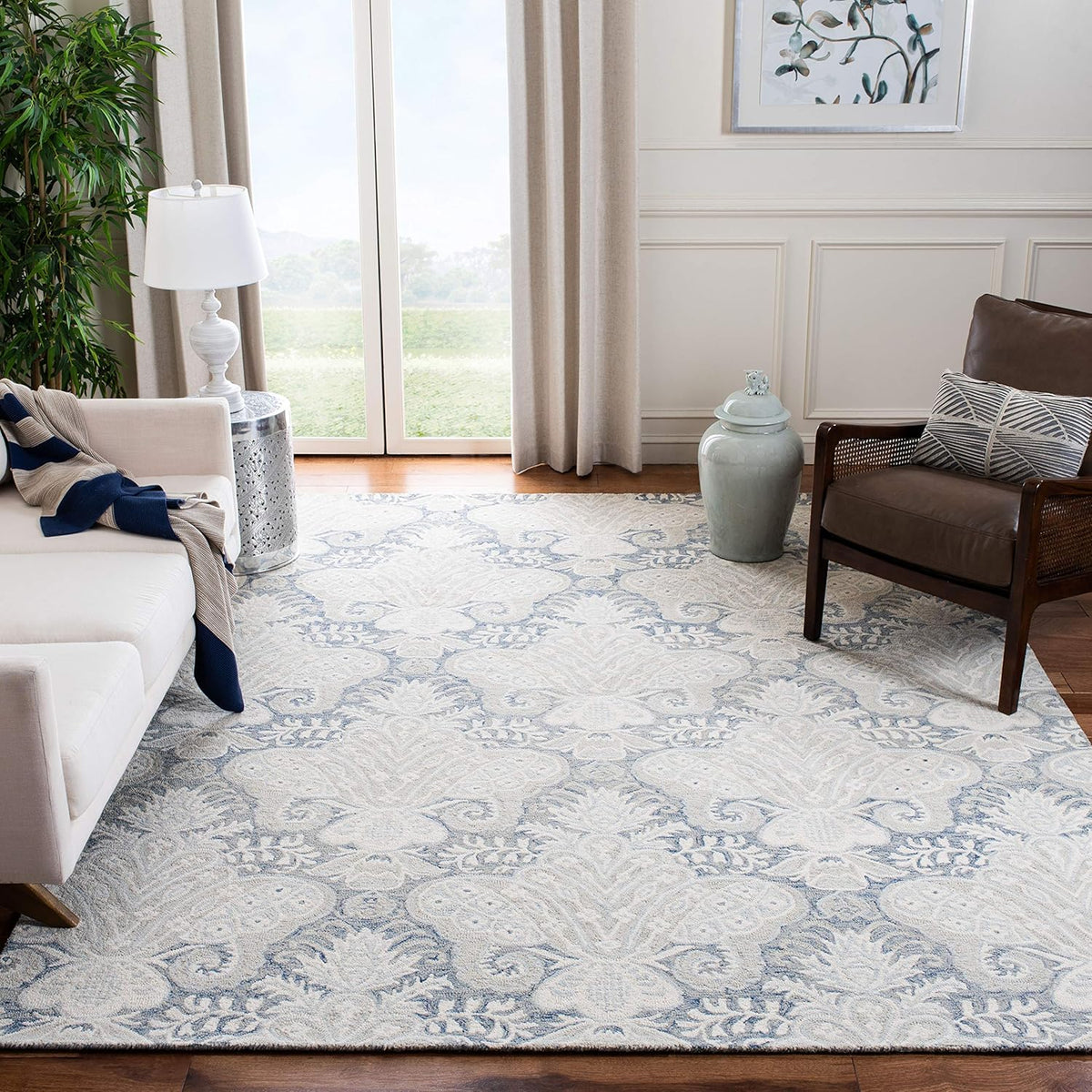 Micro-Loop Collection Area Rug, Beige, Handmade Wool, Ideal for High Traffic Areas in Living Room