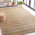 Natural Fiber Collection Area Rug - 6'6" Square, Green & Natural, Handmade Boho Farmhouse Rustic Jute & Cotton Jute