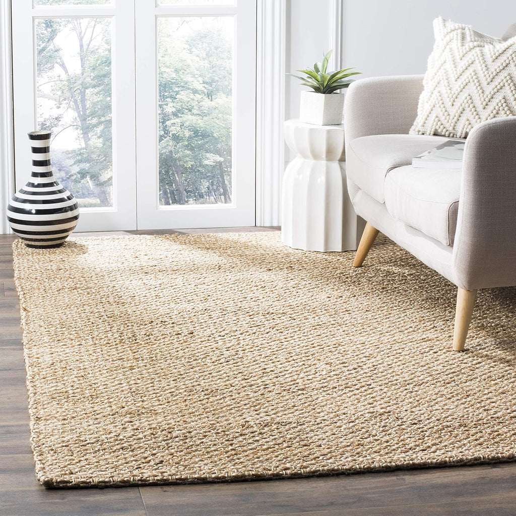 Natural Fiber Collection Area Rug - 6' Square, Natural, Handmade Farmhouse Jute, Ideal for High Traffic Areas (NF870A)
