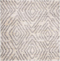 Berber Shag Collection Area Rug - 3'3" Square, Cream & Grey, Moroccan Design, Non-Shedding & Easy Care, 1.2-inch