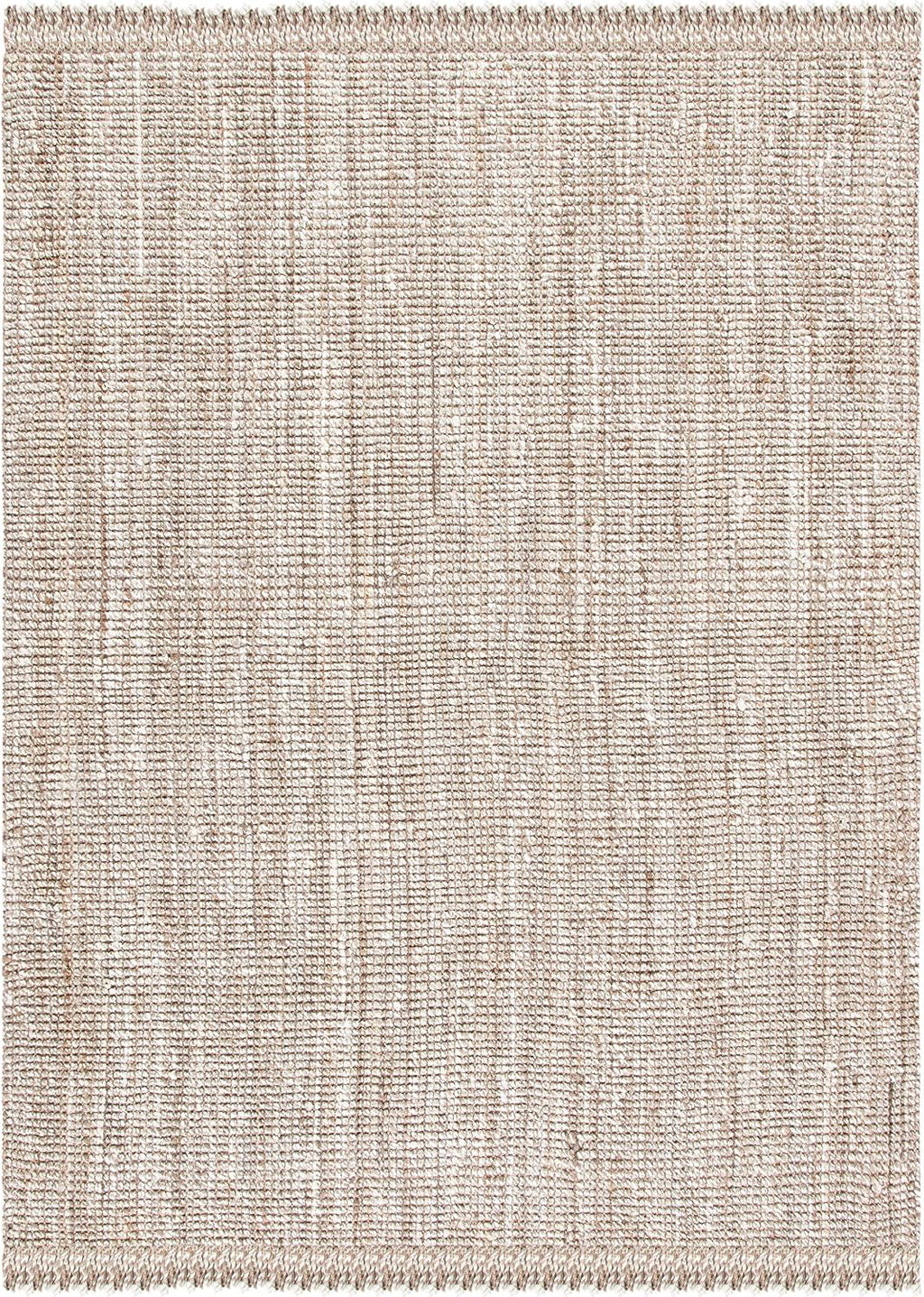 Natural Fiber Collection Area Rug, Grey & Beige, Handmade Woven Fringe Jute, Ideal for High Traffic Areas