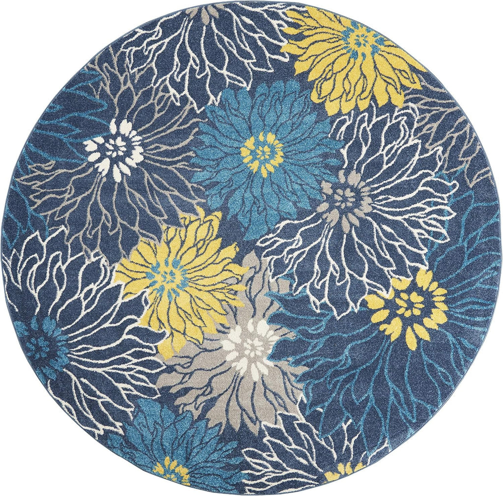 Home Passion Blue 8' x Round Area Rug - Easy Clean, Non Shedding, Bed Room, Living Room, Dining Room, Kitchen (8' x