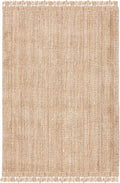 Natural Fiber Collection Area Rug - 8' Square, Natural, Handmade Woven Fringe Jute, Ideal for High Traffic Areas