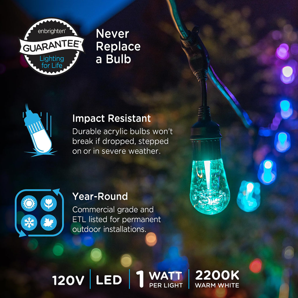 Vintage Outdoor String Lights, 48ft, 24 Bulbs, Remote Control