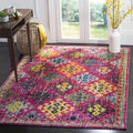 Monaco Collection Area Rug - 5'1" x 7'7", Fuchsia & Multi, Boho Diamond Trellis Design, Non-Shedding & Easy Care