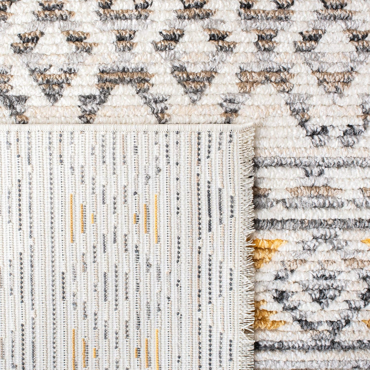 Sedona Collection Accent Rug, Ivory & Charcoal, Moroccan Boho Tribal Design, Non-Shedding & Easy Care