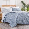 Oversized King Size Comforter Set, Down Alternative Paisley Bedspread, Blue