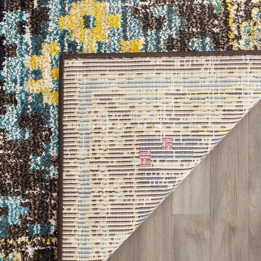 Monaco Collection Area Rug - 6'7" Square, Multi, Boho Diamond Trellis Design, Non-Shedding & Easy Care, Ideal for
