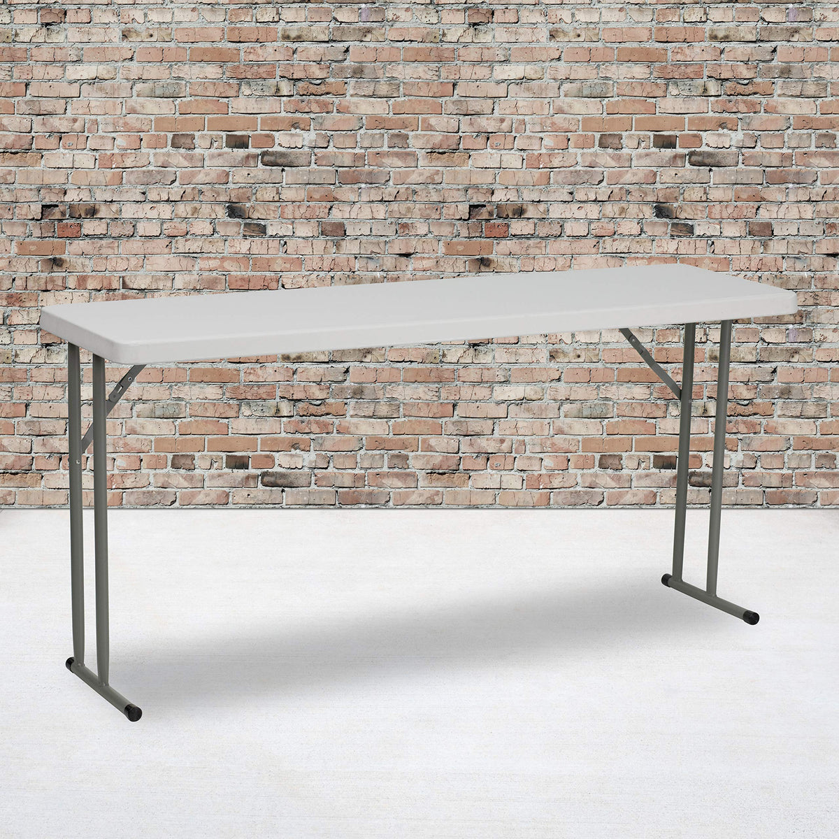 5' White Rectangular Plastic Folding Table